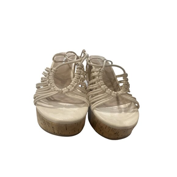 Sun + Stone Tillyyp Eggshell Cork Wedge Sandals With Lace-Up Straps 9.5 M Womens - Picture 5 of 5